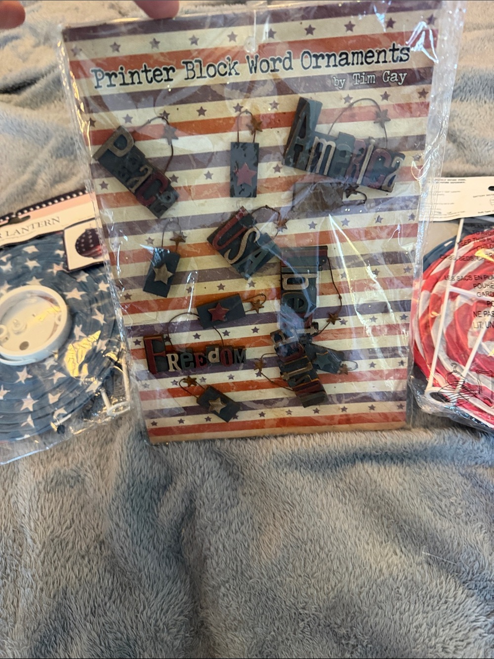 Paper Lanterns & Banner Set - Patriotic Red, White & Blue - - Picture 2 of 5